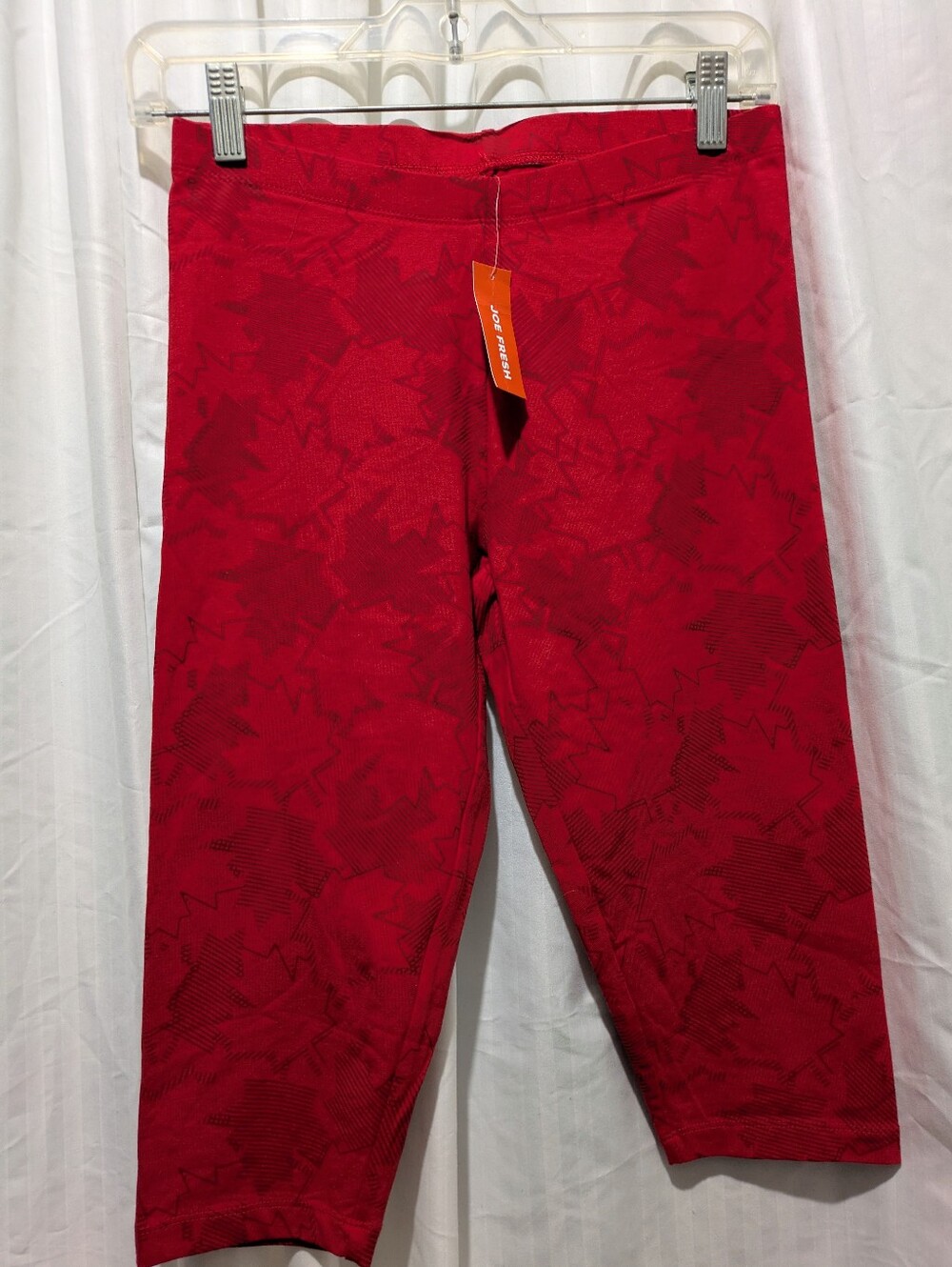 NWT Joe Fresh Bike Shorts Red Tonal Maple Leaf Activewear Capri Women's Small